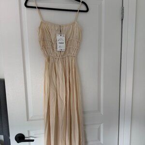 ZARA FLOWY ELASTIC MIDI DRESS